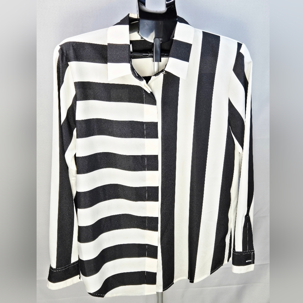 Dkny Mixed Stripe Whimsigoth Elevated Basic Blous… - image 2